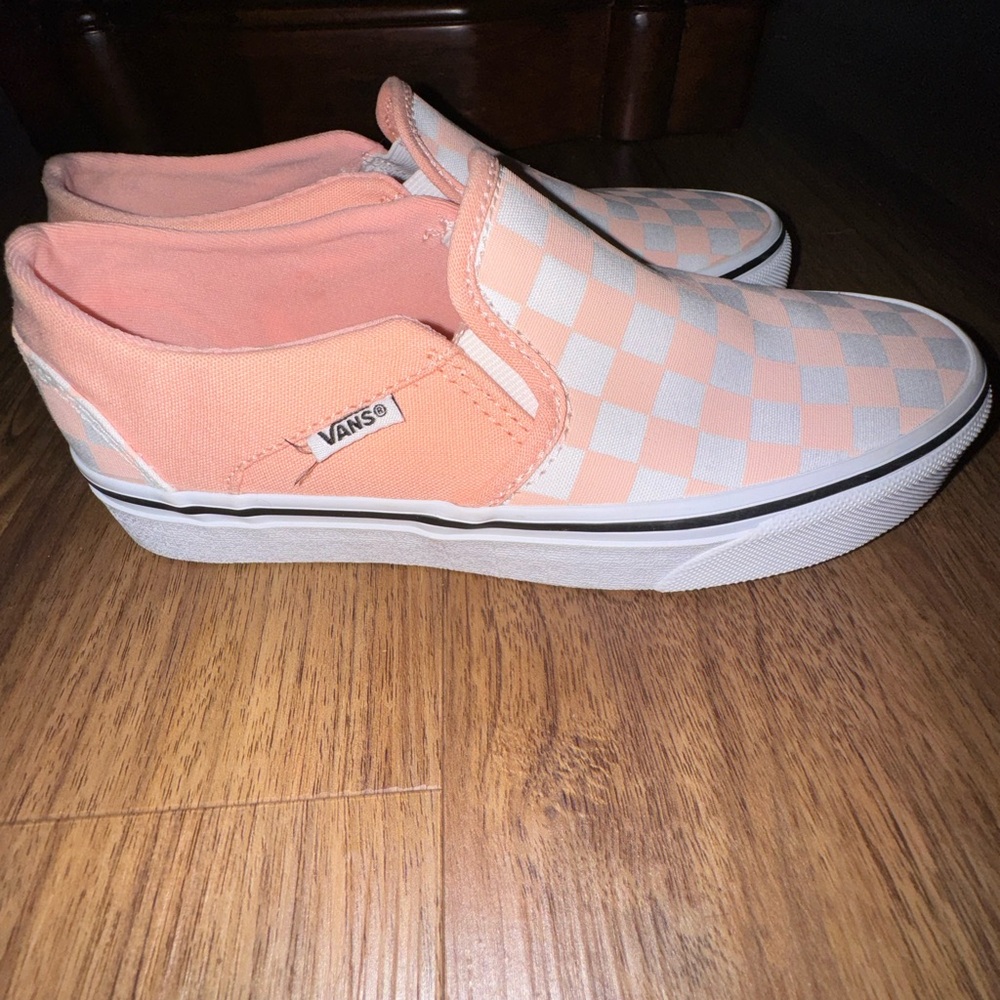 Peach Slip-On Checkerboard Vans